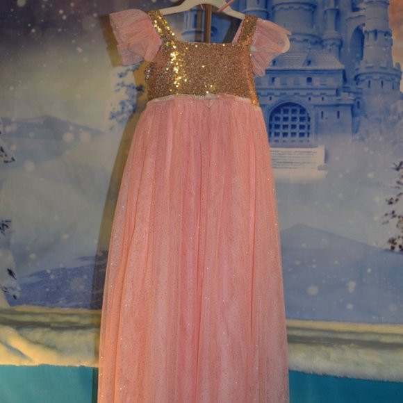 NWT ~ Girls Just Couture Sparkle Pink & Gold Skylar Dress $101 - Picture 4 of 10